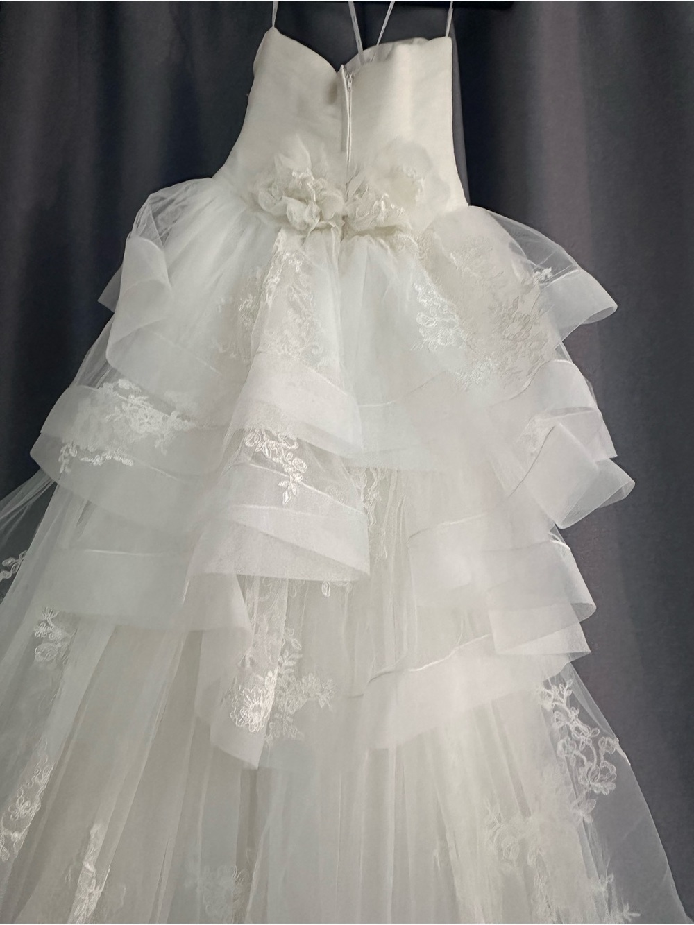 WHITE By Vera Wang Vw351197 Ivory Strapless Tulle tiered wedding dress gown 8 - Picture 6 of 11